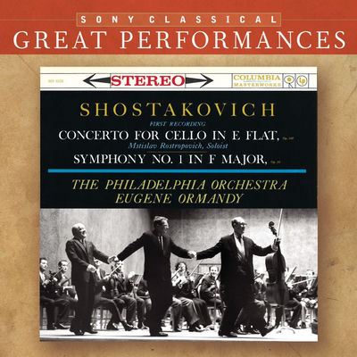 The cover of Shostakovich: Cello Concerto No. 1 & Symphony No. 1 by Mstislav Rostropovich